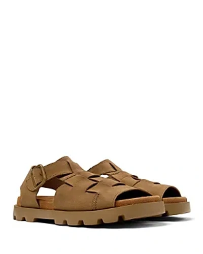 Camper Brutus Buckled Suede Sandals In Brown