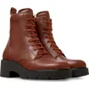 Camper 54mm Milah Lace-up Platform Boots In Medium Red