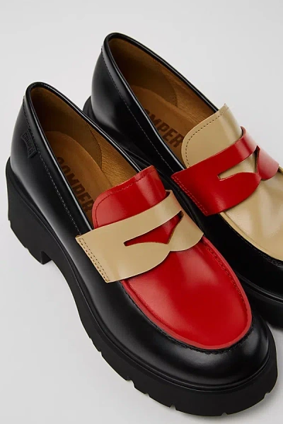 Camper Multicolor Leather Moccasins For Women. In Black