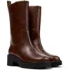 Camper Milah Leather Boot In Burgundy