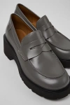 Camper Milah Leather Heeled Loafer Shoes In Grey, Women's At Urban Outfitters