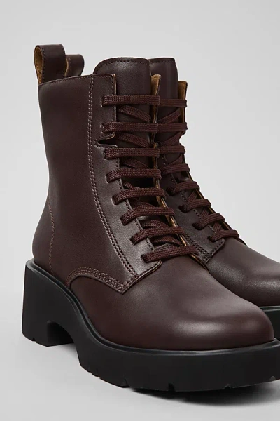 Camper Milah Leather Lace Up Bootie In Brass, Women's At Urban Outfitters In Brown