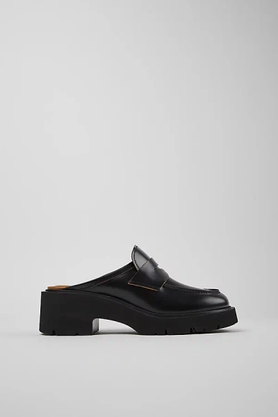 Camper Milah Leather Loafer Clog In Black, Women's At Urban Outfitters