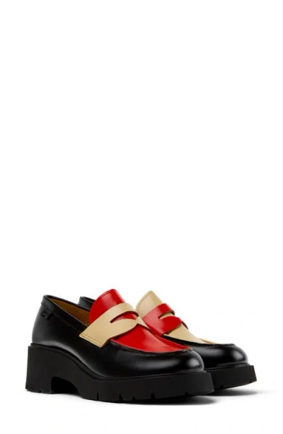 Camper Milah Mismatched Penny Loafers In Red