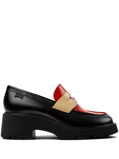Camper Multicolor Leather Moccasins For Women. In Black