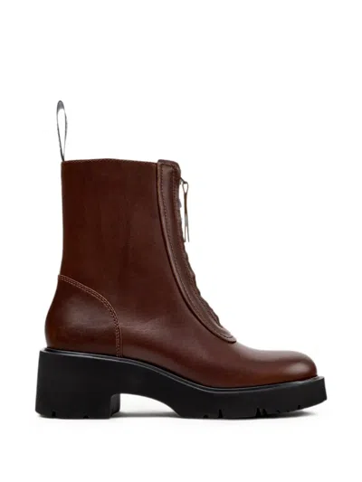 Camper Milah Zip-front Ankle Boots In Brown