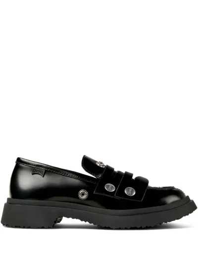 Camper Snap-button Detail Loafers In Black