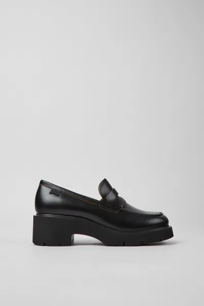 Camper Milah Loafers In Black Leather In Grey