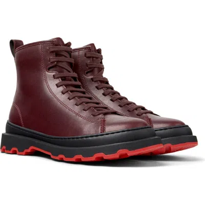 Camper Noray Combat Boot In Burgundy