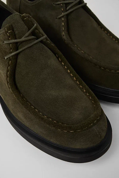 CAMPER NORMAN LEATHER MOC-TOE SHOE IN DARK GREEN, MEN'S AT URBAN OUTFITTERS