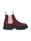 Camper Norte Elastic-panel Leather Boots In Burgundy