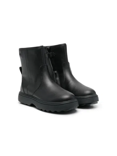 Camper Kids' Norte Leather Boots In 黑色