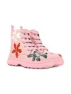Camper Norte Twins Floral Lace-up Leather Ankle Boots In Pink