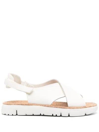 Camper Oruga Crossover Leather Sandals In White