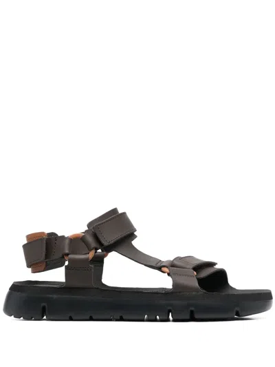 Camper Oruga Leather Touch-strap Sandals In Black