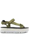 Camper Oruga Up 42mm Touch-strap Flatform Sandals In Green