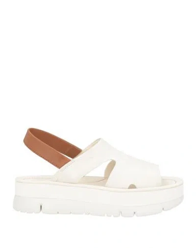 Camper Oruga Up Woman Sandals White Size 9 Bovine Leather, Sheepskin