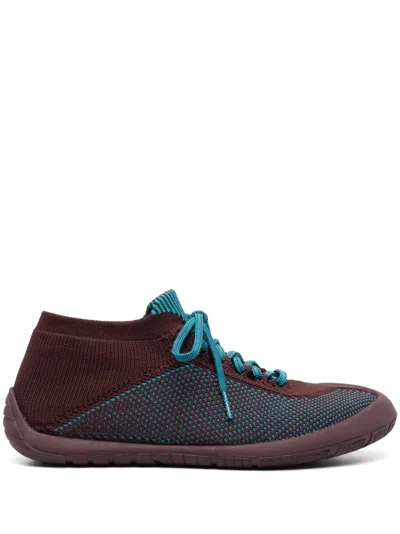 Camper Path Knitted Lace-up Sneakers In Brown