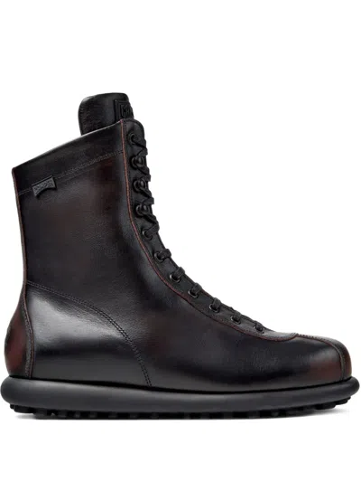 Camper Pelotas Ariel Lace-up Leather Biker Boots In Black