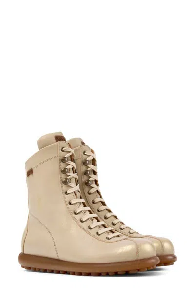Camper Pelotas Ariel Leather Lace Up Boot In Neutral