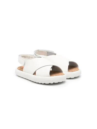 Camper Kids' Pelotas Flota Leather Sandals In White