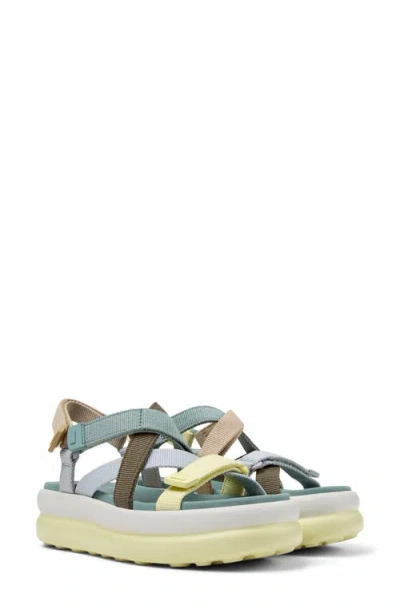 Camper Pelotas Flota Up Platform Sandal In Yellow Multi