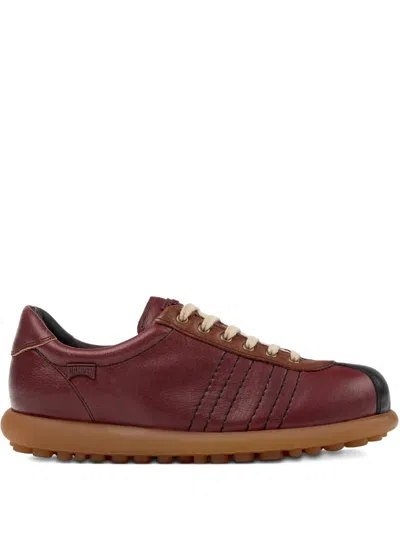 Camper Pelotas Leather Panelled Lace-up Sneakers In Red
