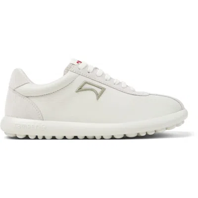 Camper White Leather And Nubuck Sneakers For Women In Animal Print