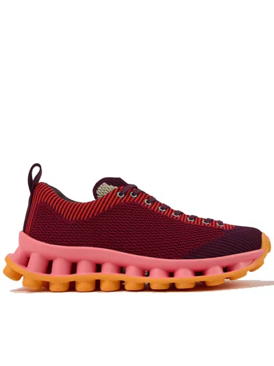 Camper Pelotissima Knitted Deep Burgundy Sneakers In Red
