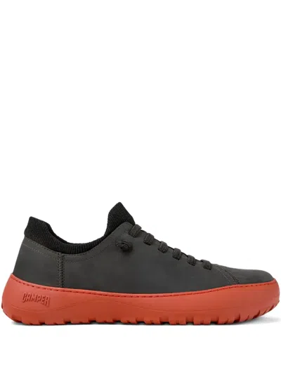 Camper Peu Cami Nubuck Leather Knit-panel Sneakers In Multi