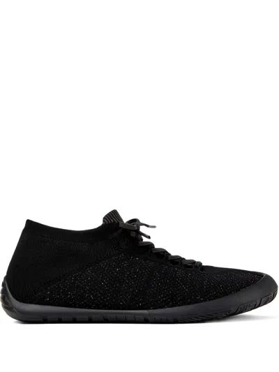 Camper Peu Path Knitted Lace-up Sneakers In Black