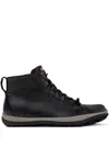 Camper Peu Pista Lace-up Leather Sneakers In Black