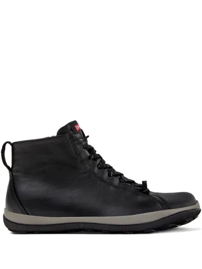 Camper Peu Pista Lace-up Leather Sneakers In Black