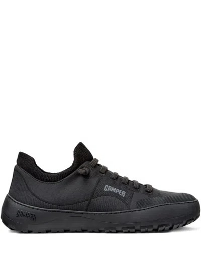 Camper Peu Serra Lace-up Knit Trainers In Animal Print