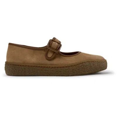 Camper Peu Terreno Suede Ballet Flats In Brown