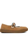 Camper Peu Terreno Buckle-strap Suede Ballet Flats In Brown