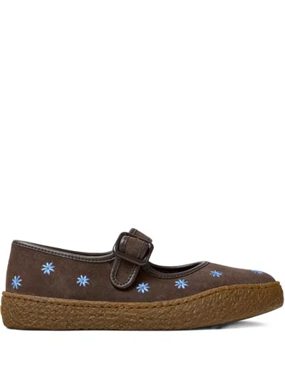 Camper Peu Terreno Floral Buckle Ballet Flats In Brown