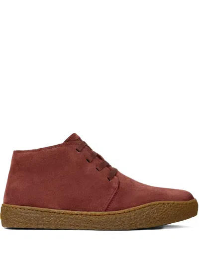 Camper Peu Terreno Laced Boots In Burgundy