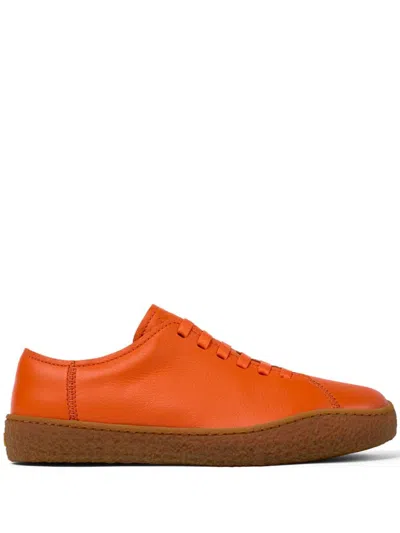 Camper Peu Terreno Round-toe Leather Sneakers In 橘色