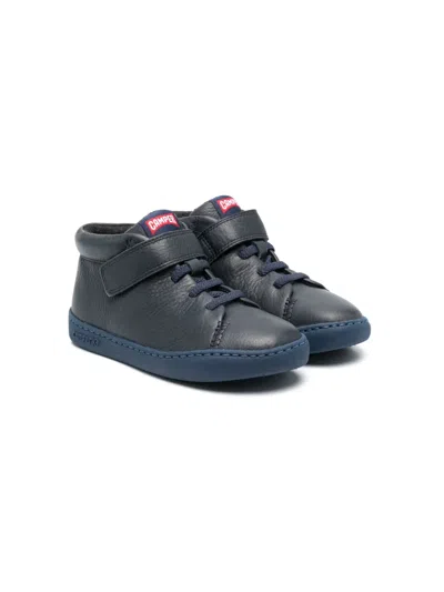 Camper Kids' Logo-patch Leather Sneakers In Blue