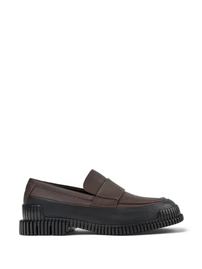 Camper Pix Loafers In Brown Leather In Red