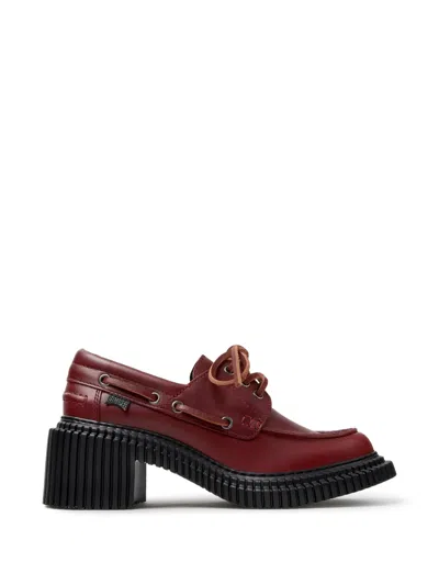 Camper Pix Leather Loafers In Red