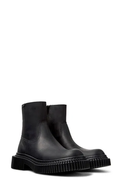 Camper Pix Leather Zip Up Boot In Black