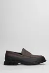 Camper Pix Loafers In Brown Leather In Bordeaux