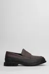Camper Pix Loafers In Brown Leather In Red