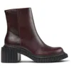 Camper 70mm Pix London Leather Zip-fastening Block-heel Boots In Burgundy