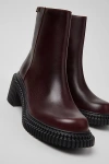 Camper Pix London Leather Zip-up Boot In Maroon, Women's At Urban Outfitters In Burgundy