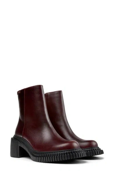Camper Pix London Zip Boot In Burgundy