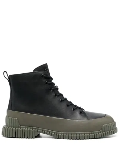 Camper Pix Two-tone Leather Ankle Boots In Olive