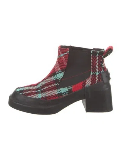 Pre-owned Camper Plaid Print Mules In Red